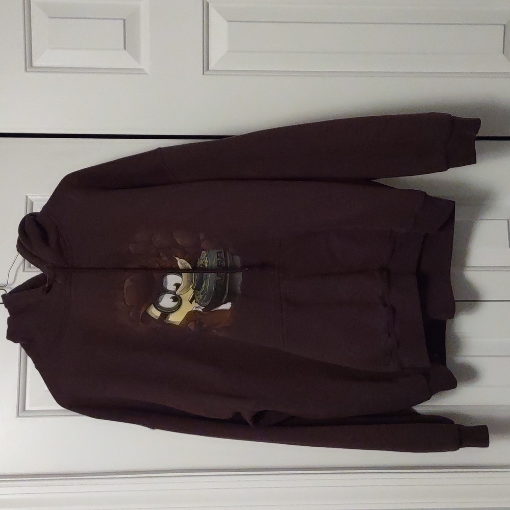 Minions Despicable Me Banana Temple of Doom Hooded Sweatshirt Brown Size XL